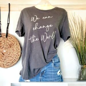 Bohemian Embroidered graphic tee change the world affirmation tee sz medium